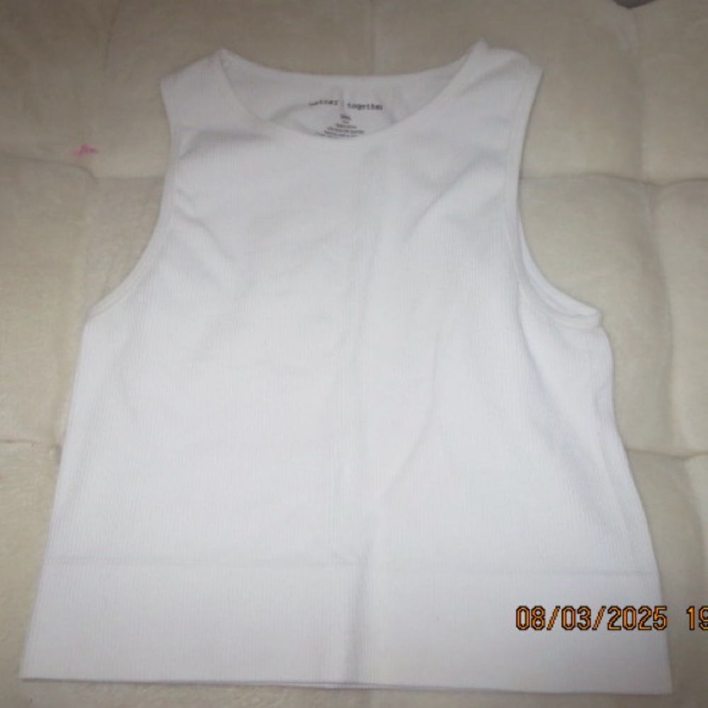 Classic White Ribbed Tank Top CROPPED (kids small)